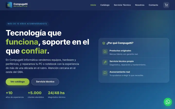 Sitio web de Compugatti Informática