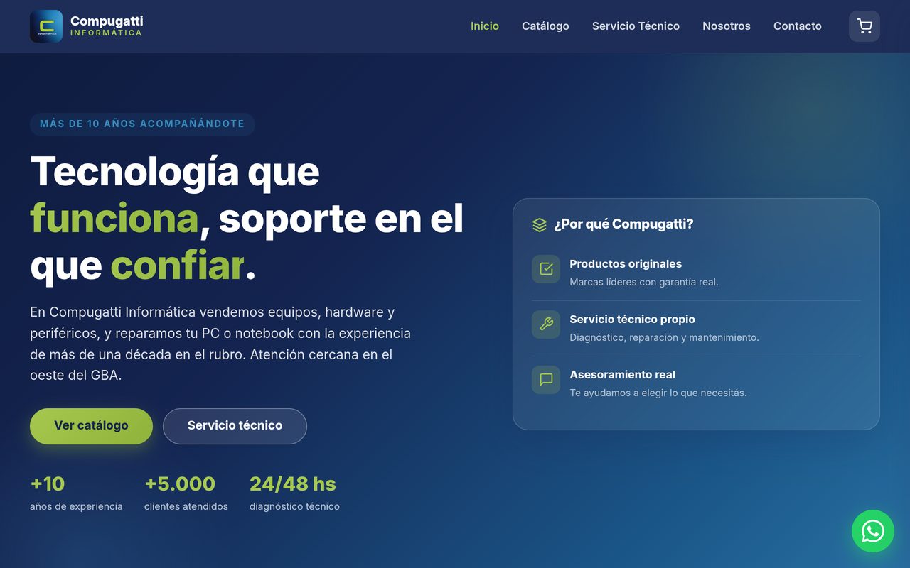 Sitio web de Compugatti Informática