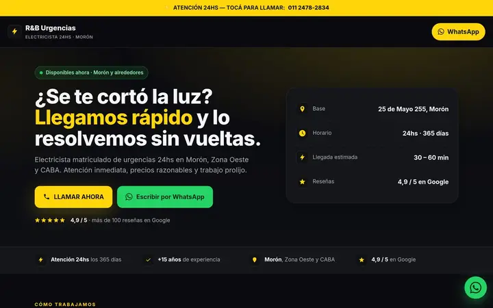 Sitio web de Electricista 24hs