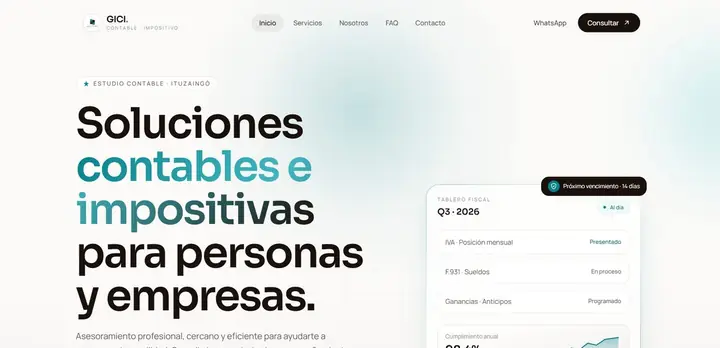 Sitio web del Estudio Contable GICI