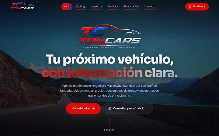 Sitio web de TonCars Automotores
