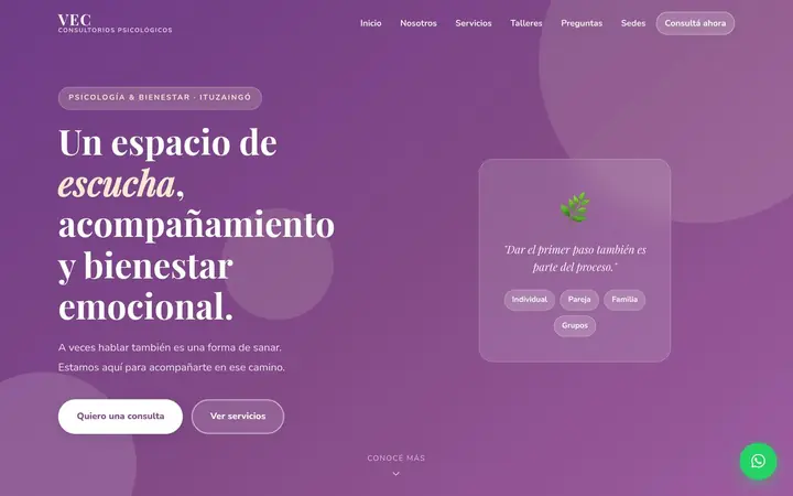Sitio web de Consultorios Psicológicos VEC